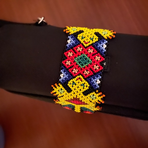 Colorful Huichol Beaded Bracelet - Picture 1 of 5